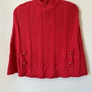 Janie and Jack Coral Cable Knit Sweater Poncho 8 NWT